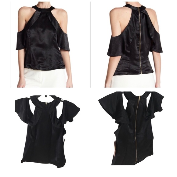 🚨Final Sale🚨!! NWT Nannette Lapore Blk Cold Shoulder Top Sz M - Picture 2 of 10